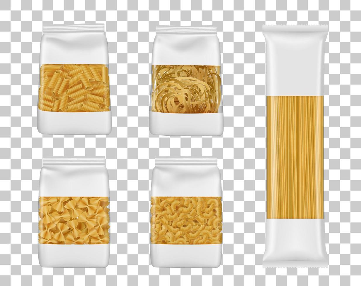 Paquetes italianos de espagueti y pasta penne vector