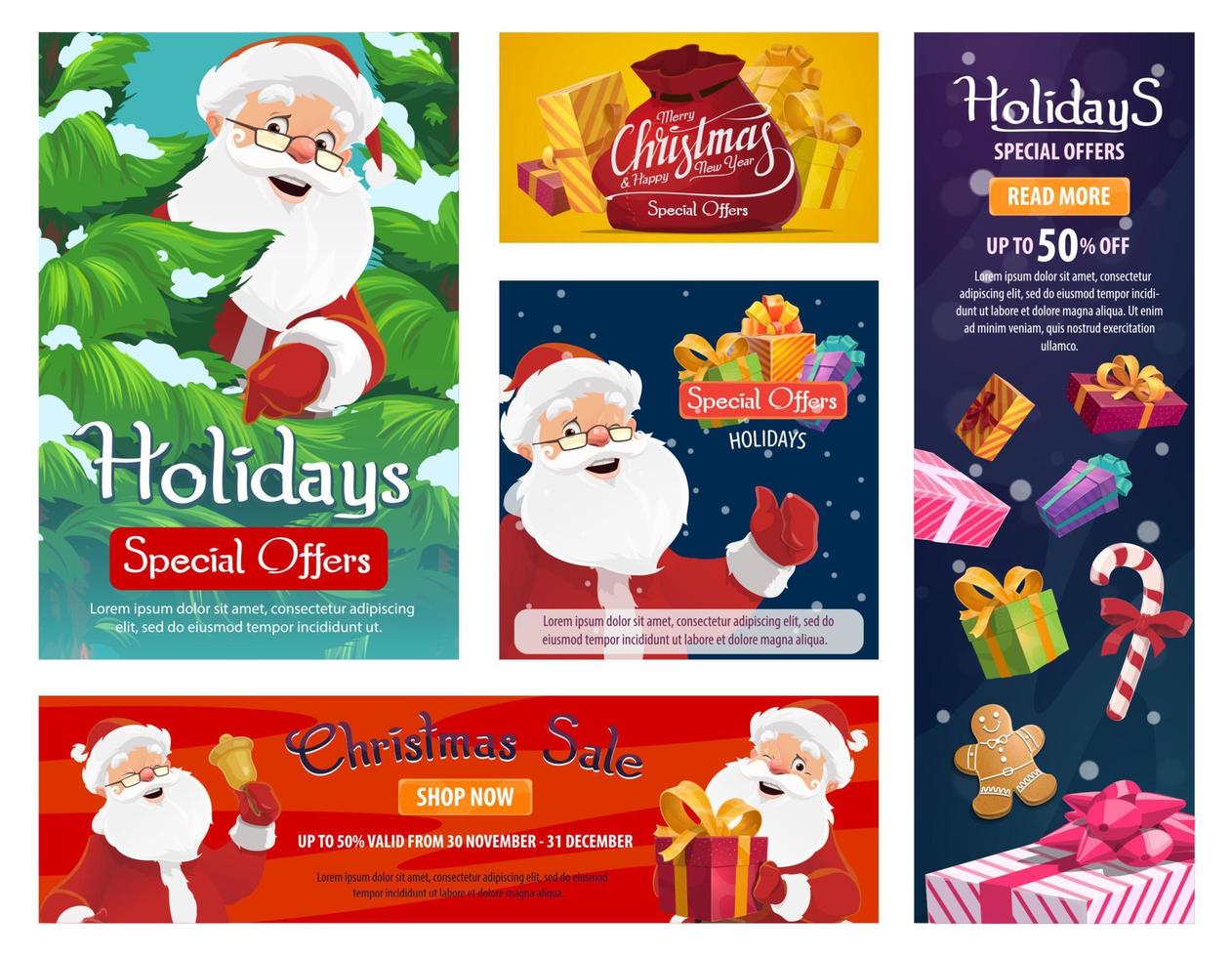 Christmas sale, Santa gifts store special offer vector