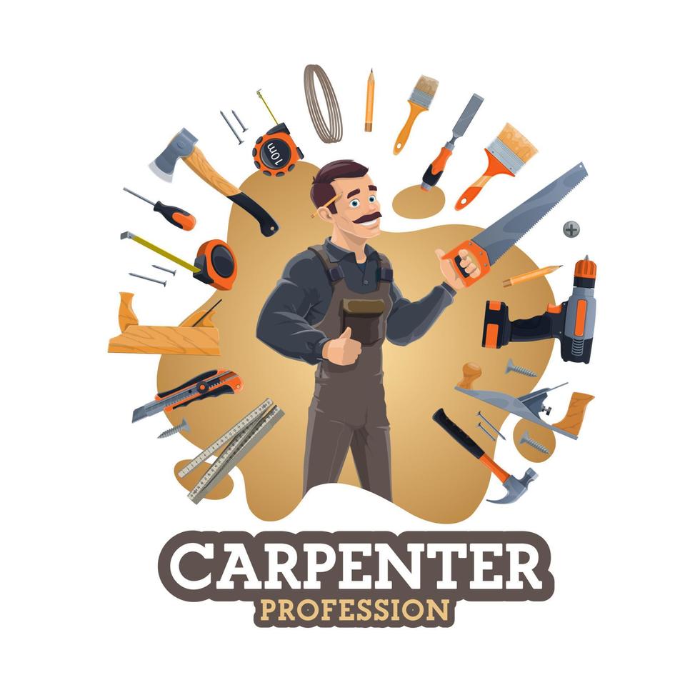Building instruments, carpenter worker, diy tools vector