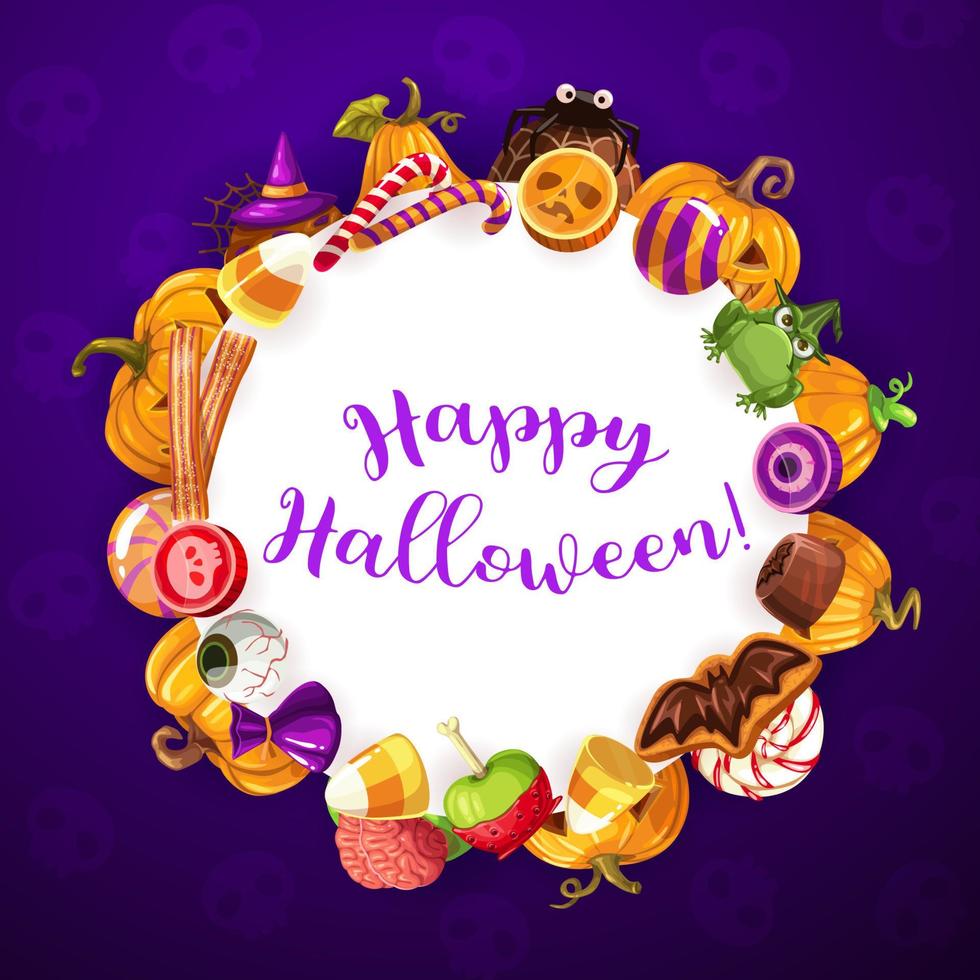 Trick or treat banner, Halloween party sweets vector
