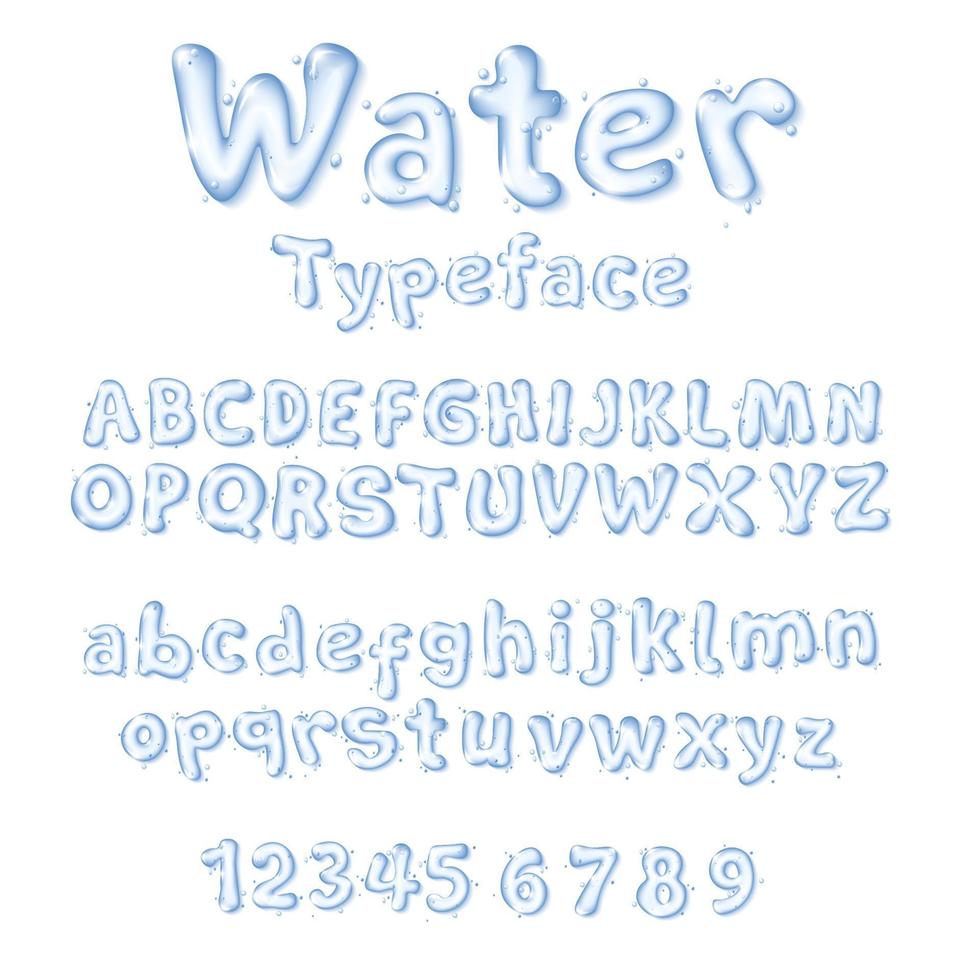 Water font liquid vector drop letters