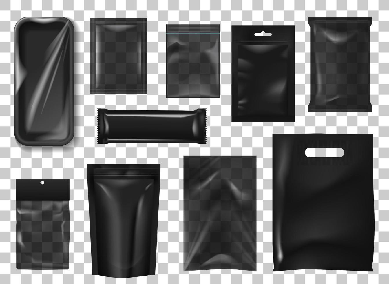 conjunto de maquetas de vector realista de paquete negro