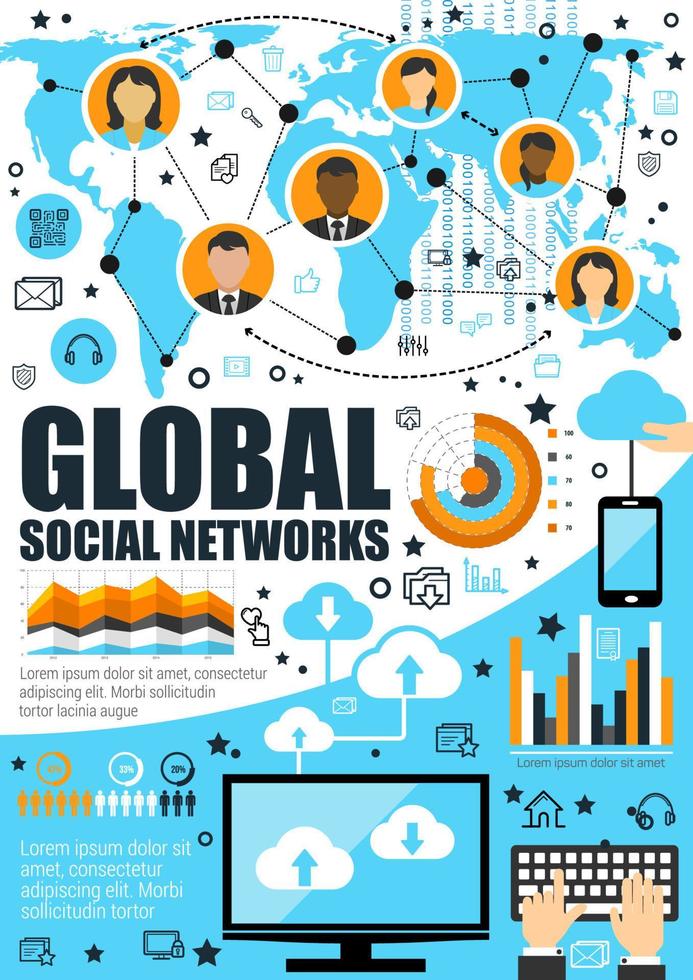 Global social network and internet vector