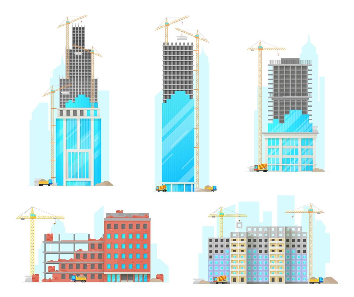 construcción de edificios iconos vectoriales aislados vector