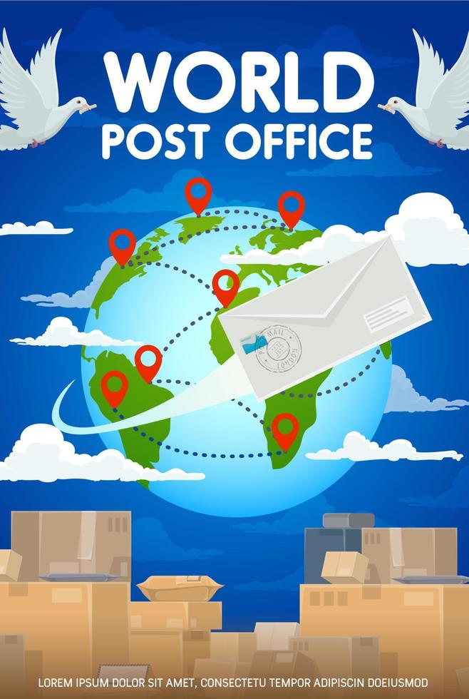 Entrega de correo postal en todo el mundo, paquetes y encomiendas vector