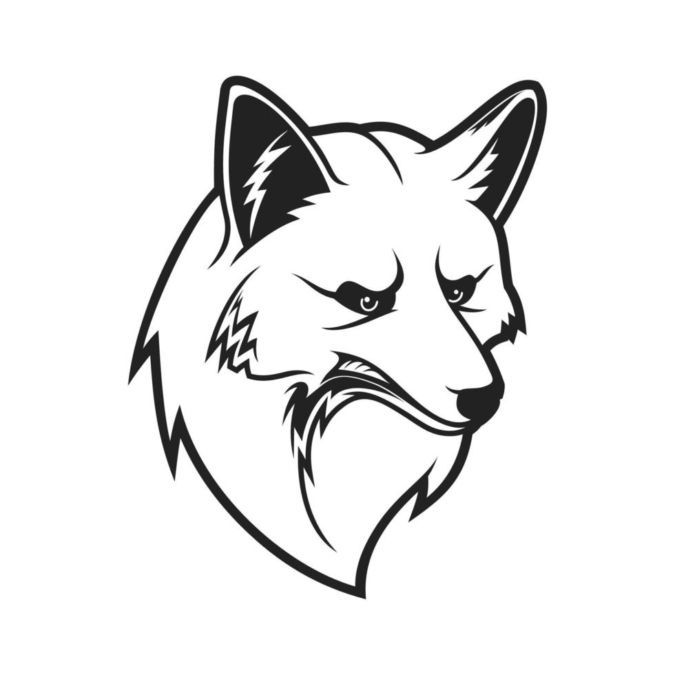 Fox head, outline wild animal muzzle icon vector