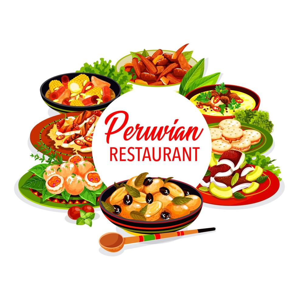 Peruvian fish and seafood dishes with vegetables vector