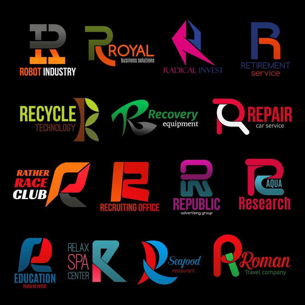Creative color abstract corporate identity R icons vector