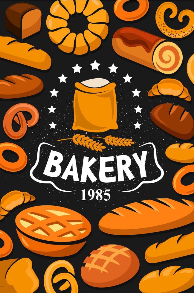 Premium quality bakery shop, bread and desserts vector