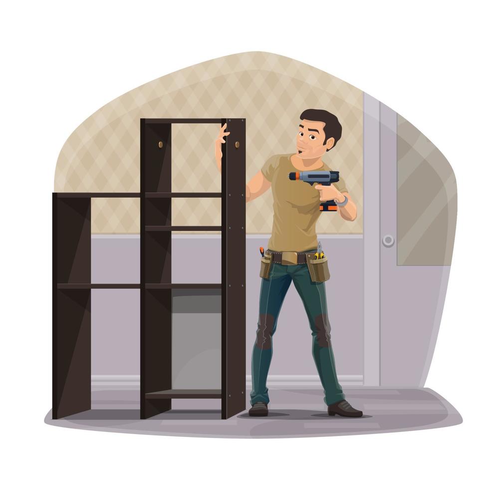 Furniture assembly service, carpentry and woodwork vector