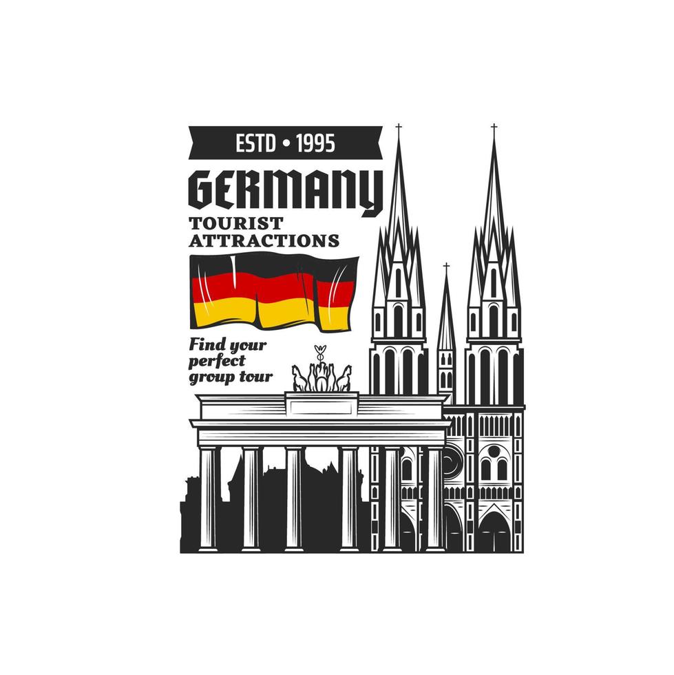 Germany travel landmarks icon, Berlin sightseeing vector