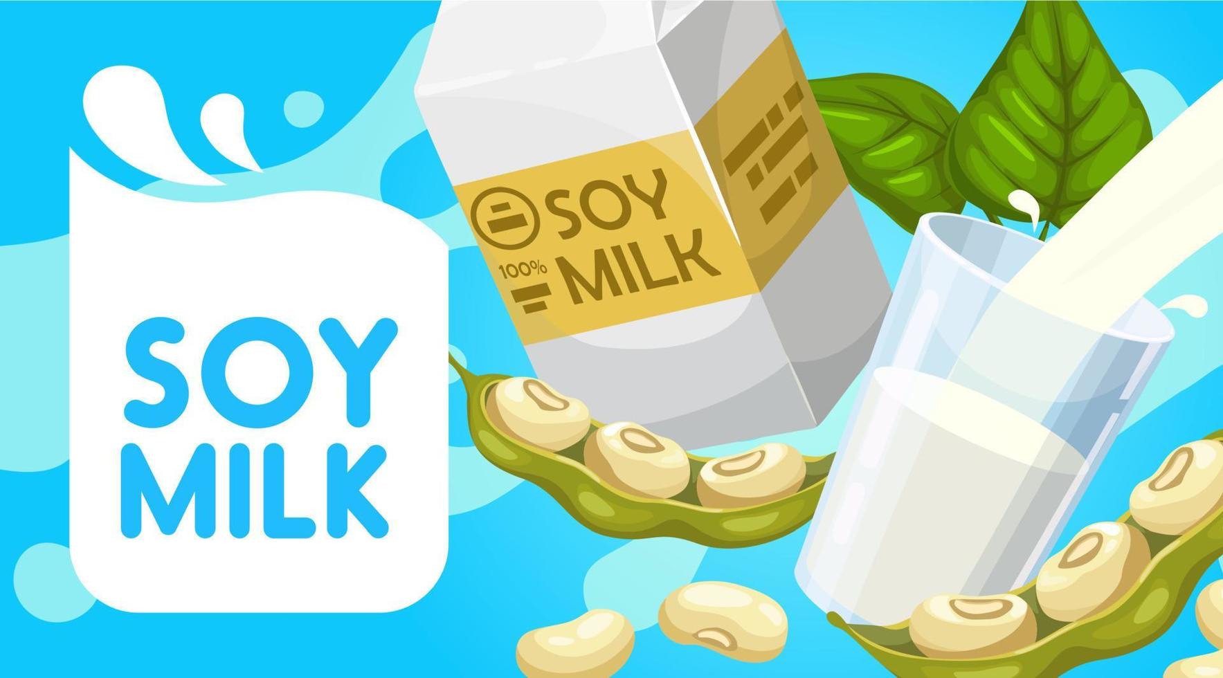 Natural organic soy milk, healthy diet drink vector