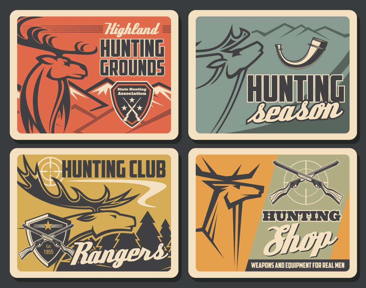 Deers with targets of hunter guns. Hunting sport vector