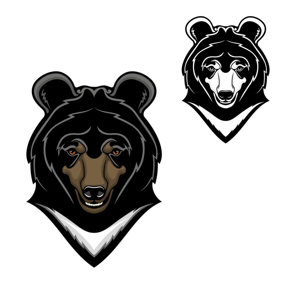 Himalayan bear head mascot, cartoon vector