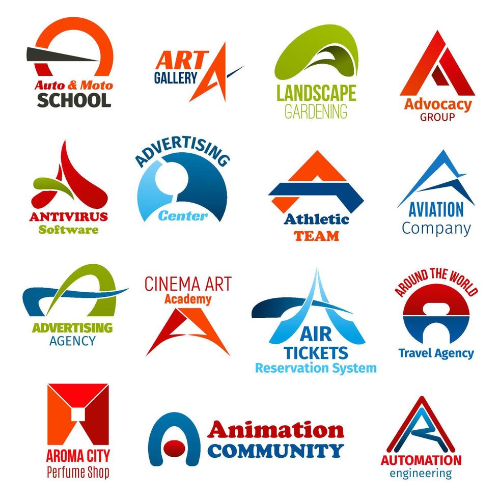 Business icons, letter A, corporate identity vector