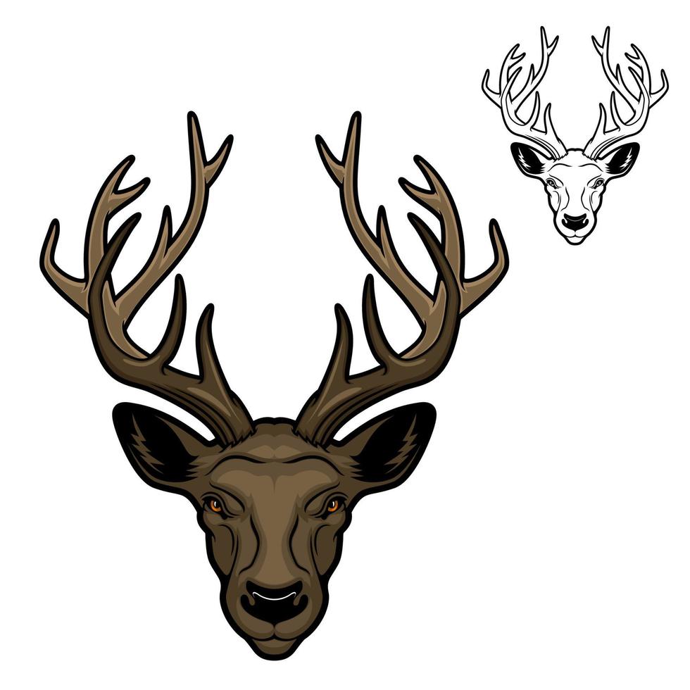 Deer animal head with antlers mascot vector