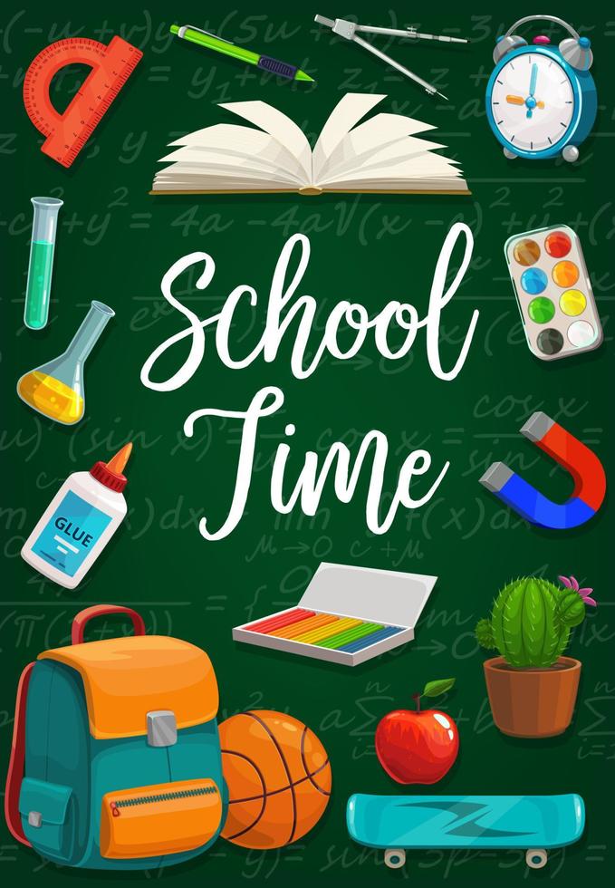 Welcome back to school, stationery and backpack vector