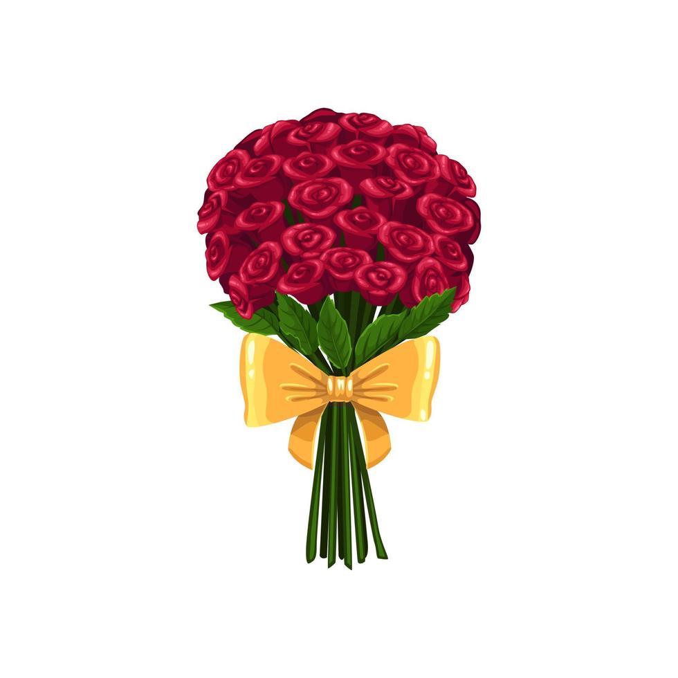 Flower bouquet, isolated roses in bunch vector