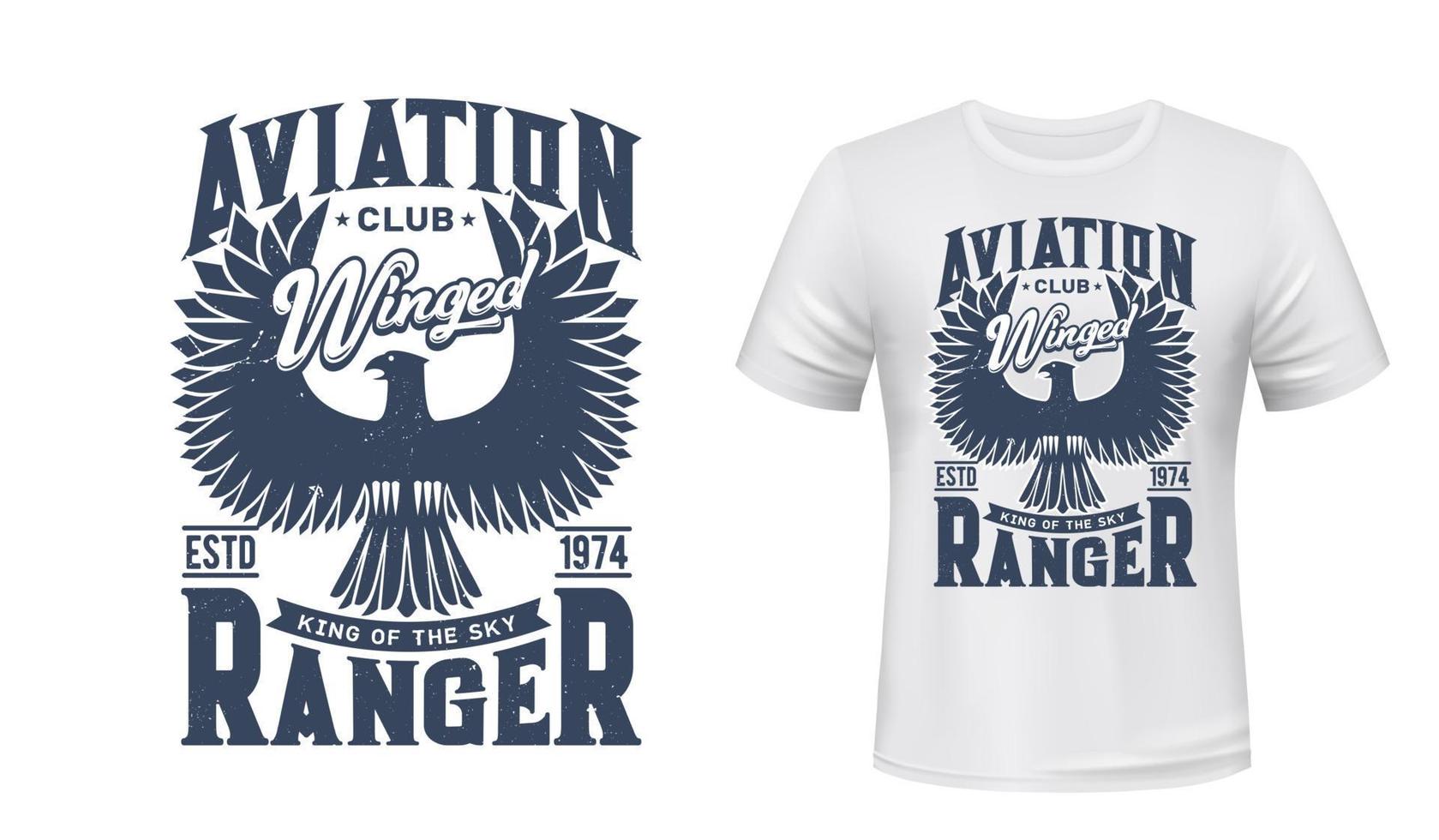 Eagle bird t-shirt print mockup of aviation club vector