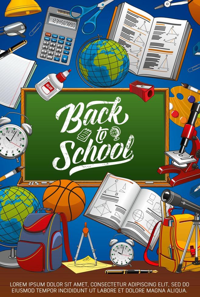 Back to school, student pencils and notebooks vector