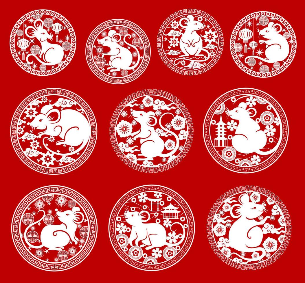 Rat and mouse symbols of Chinese Lunar New Year vector