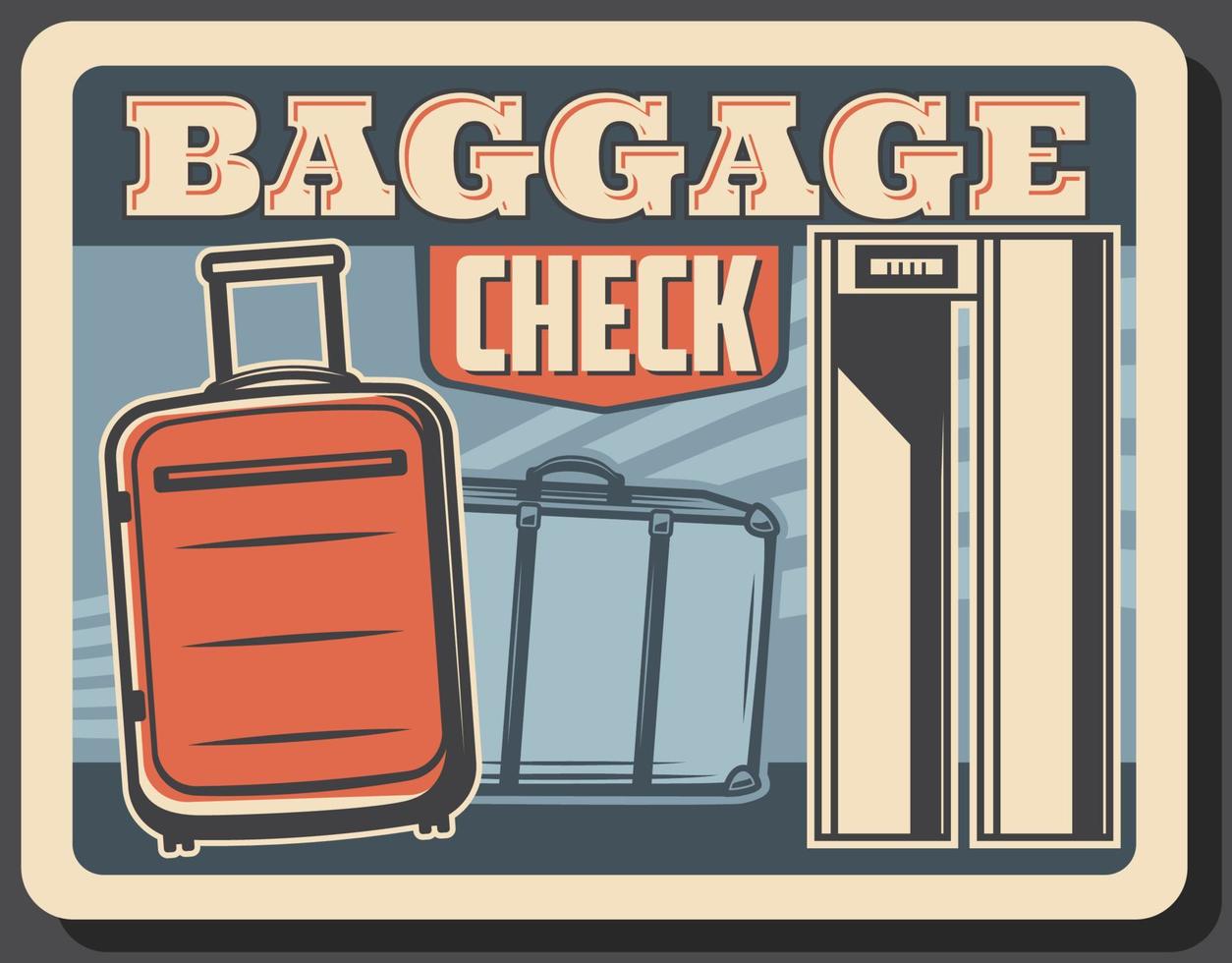 Baggage on conveyor belt, airport metal detector vector