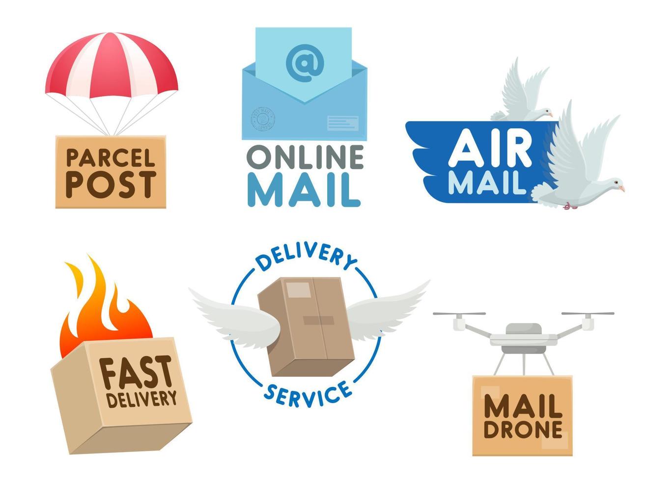iconos de vector de servicio de correo postal