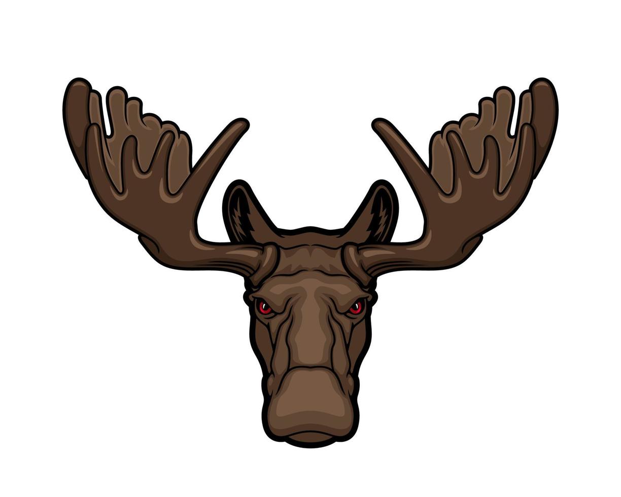 Elk or moose animal head with antlers vector