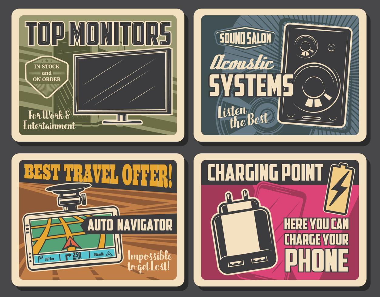 Electronic devices, digital appliances posters vector