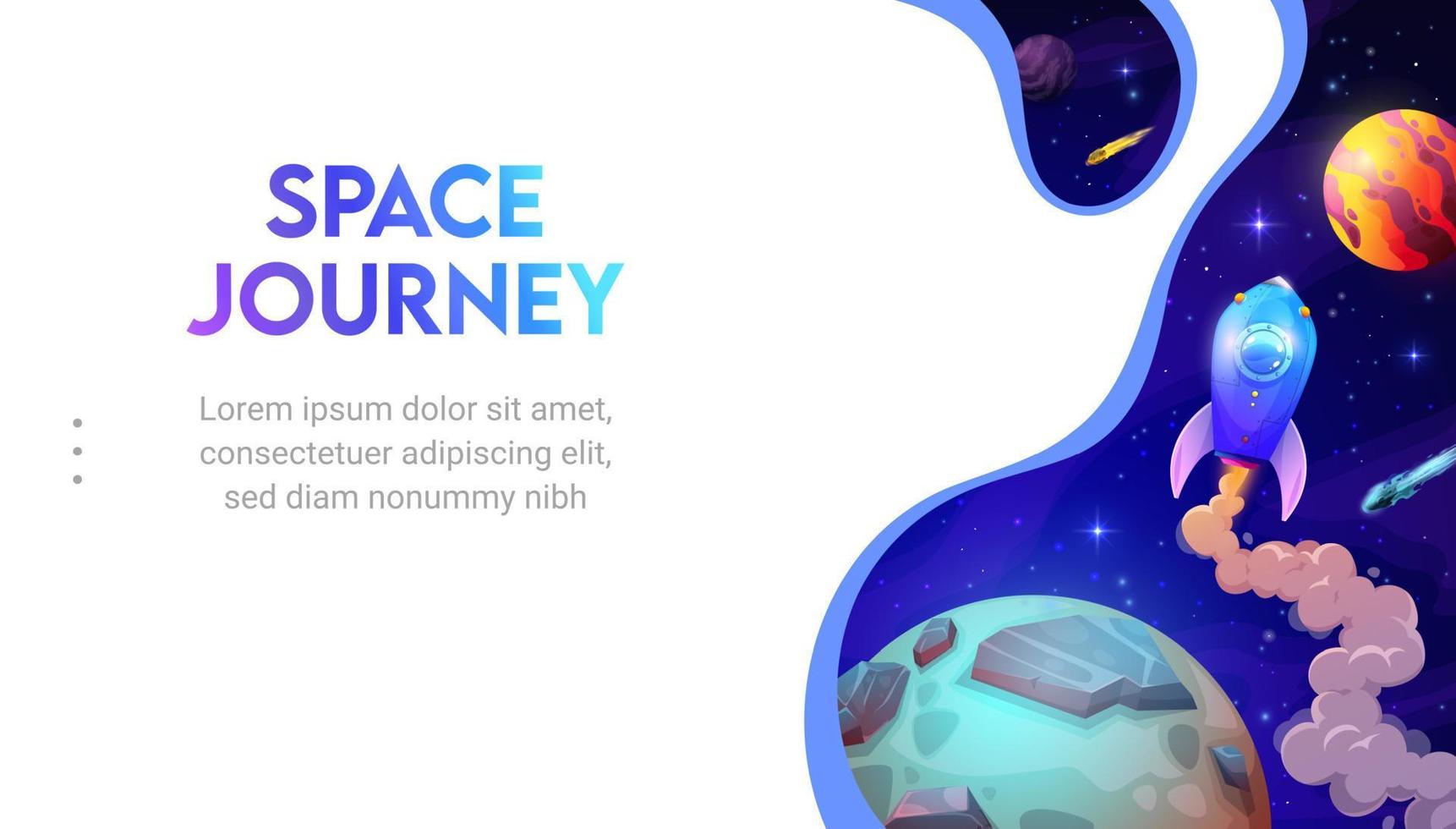 Space landing page with paper cut galaxy landscape vector