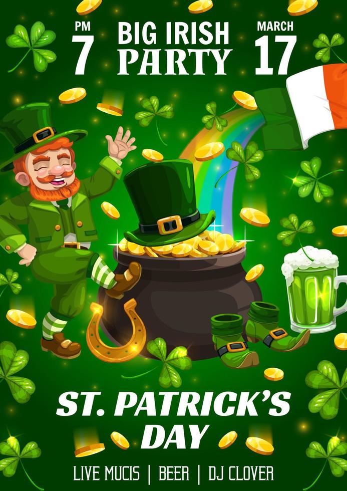 Ireland St Patrick Day, Irish holiday beer party vector