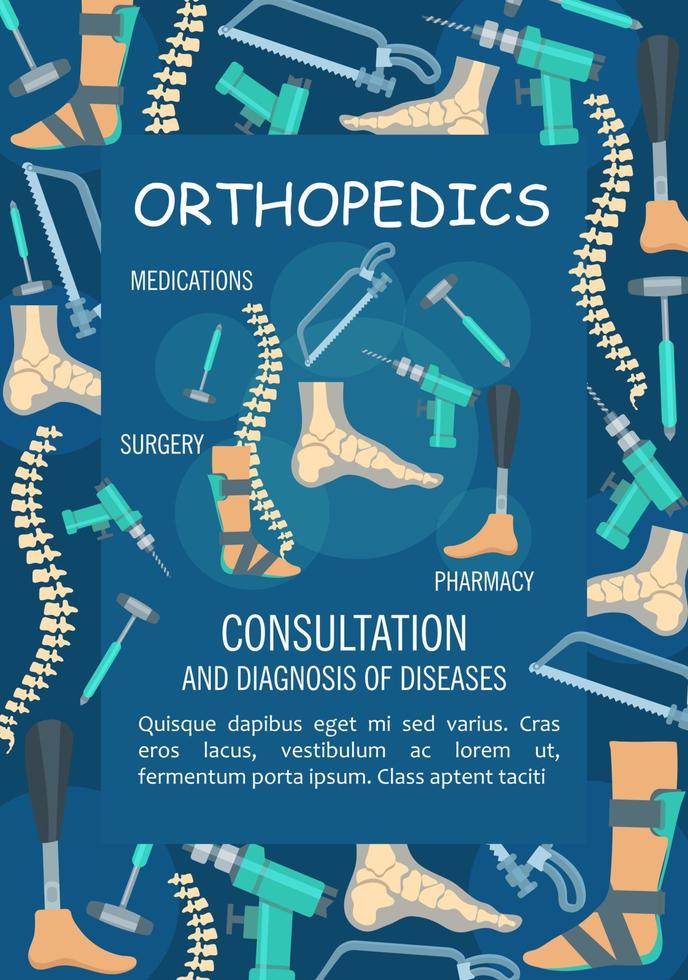 Orthopedics medical banner with bone and joint vector