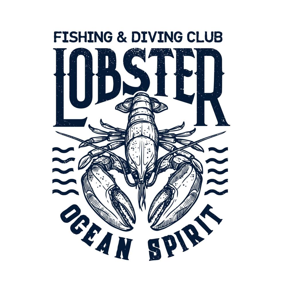 T-shirt diving club print with lobster vector