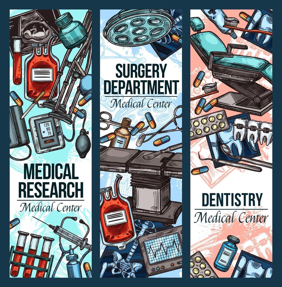 Dentistry surgery and medical research vector