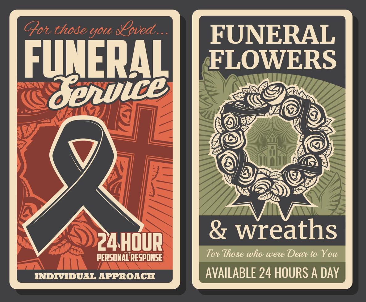 Funeral service, burial and farewell ceremony vector