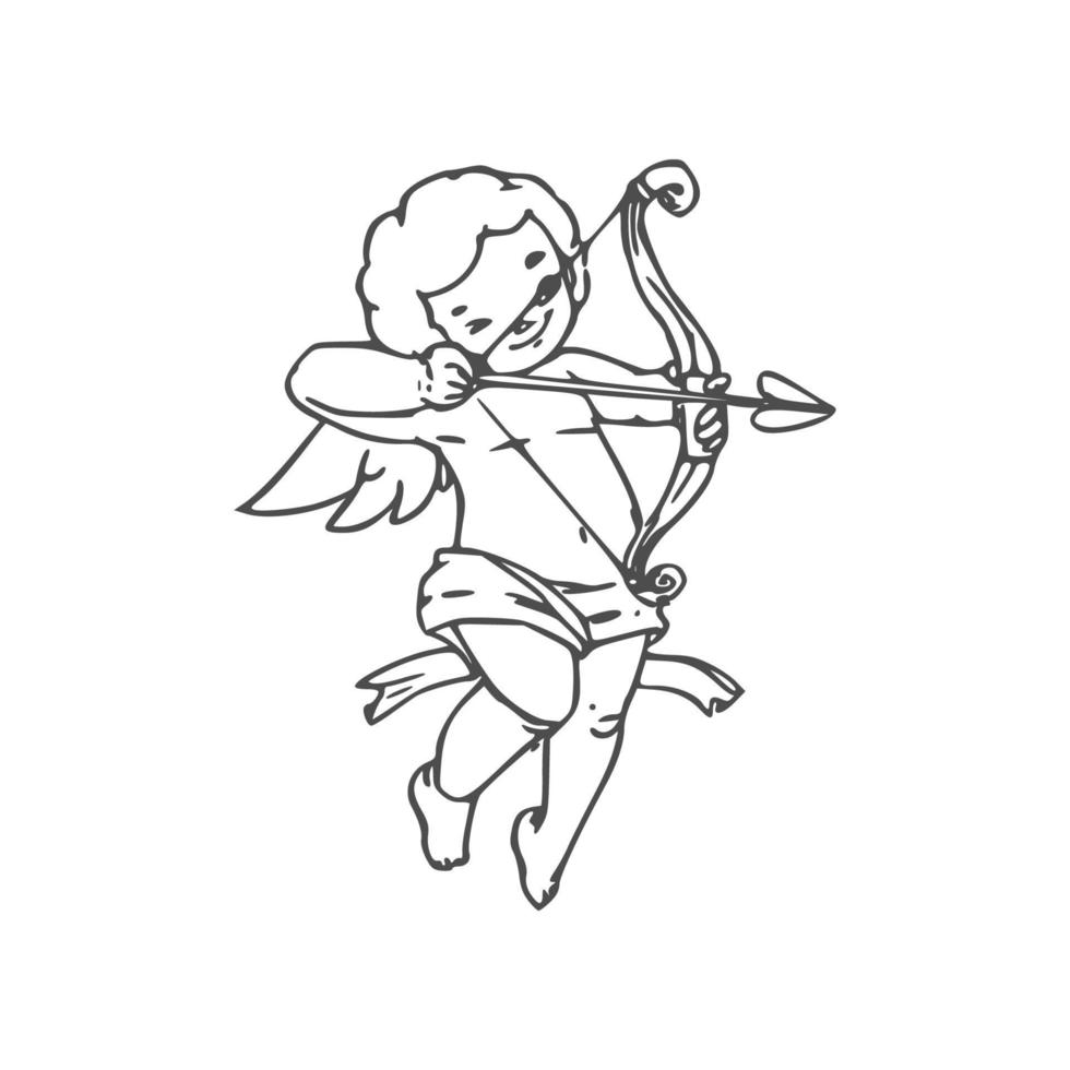 Naked boy Cupid with arrow and bow vector