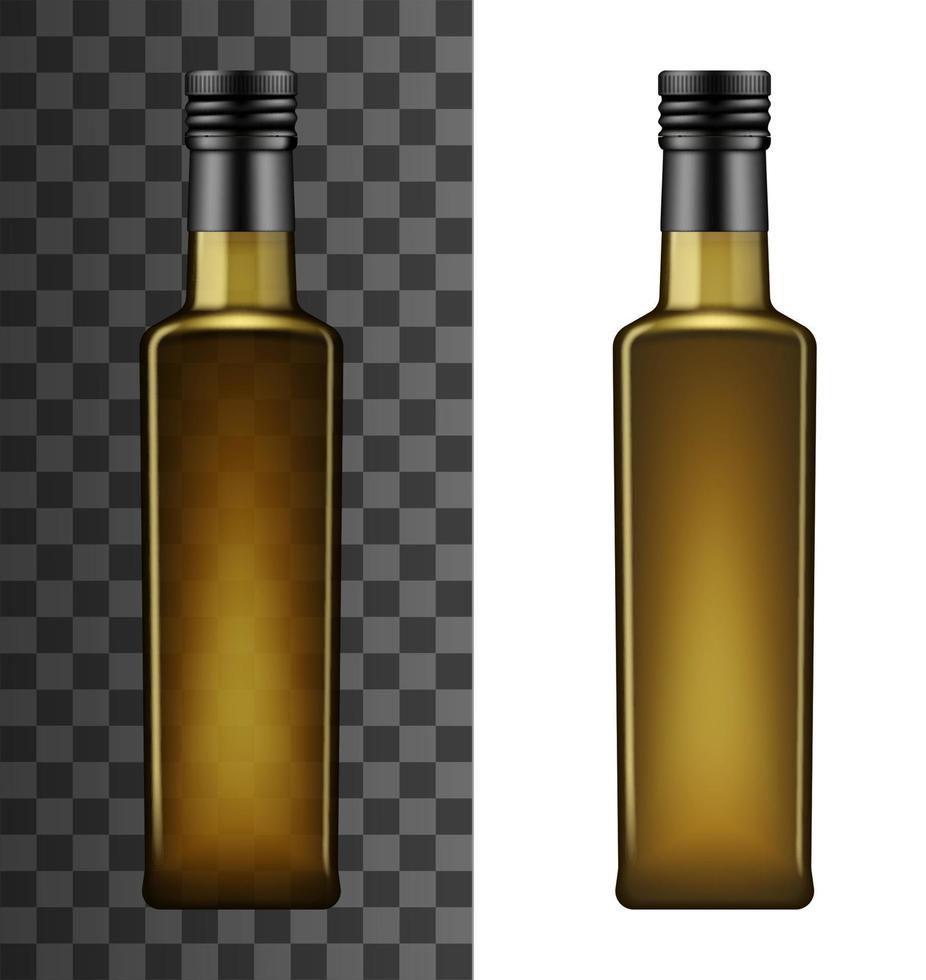 Cooking oil glass square bottle mockup vector