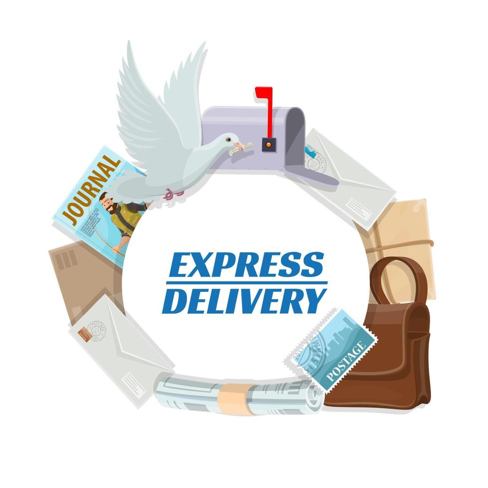 Correspondence letters, mail post express delivery vector