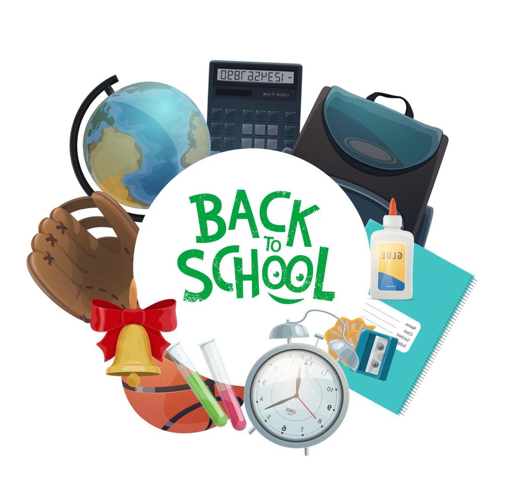 Student supplies, notebook, globe. Back to School vector