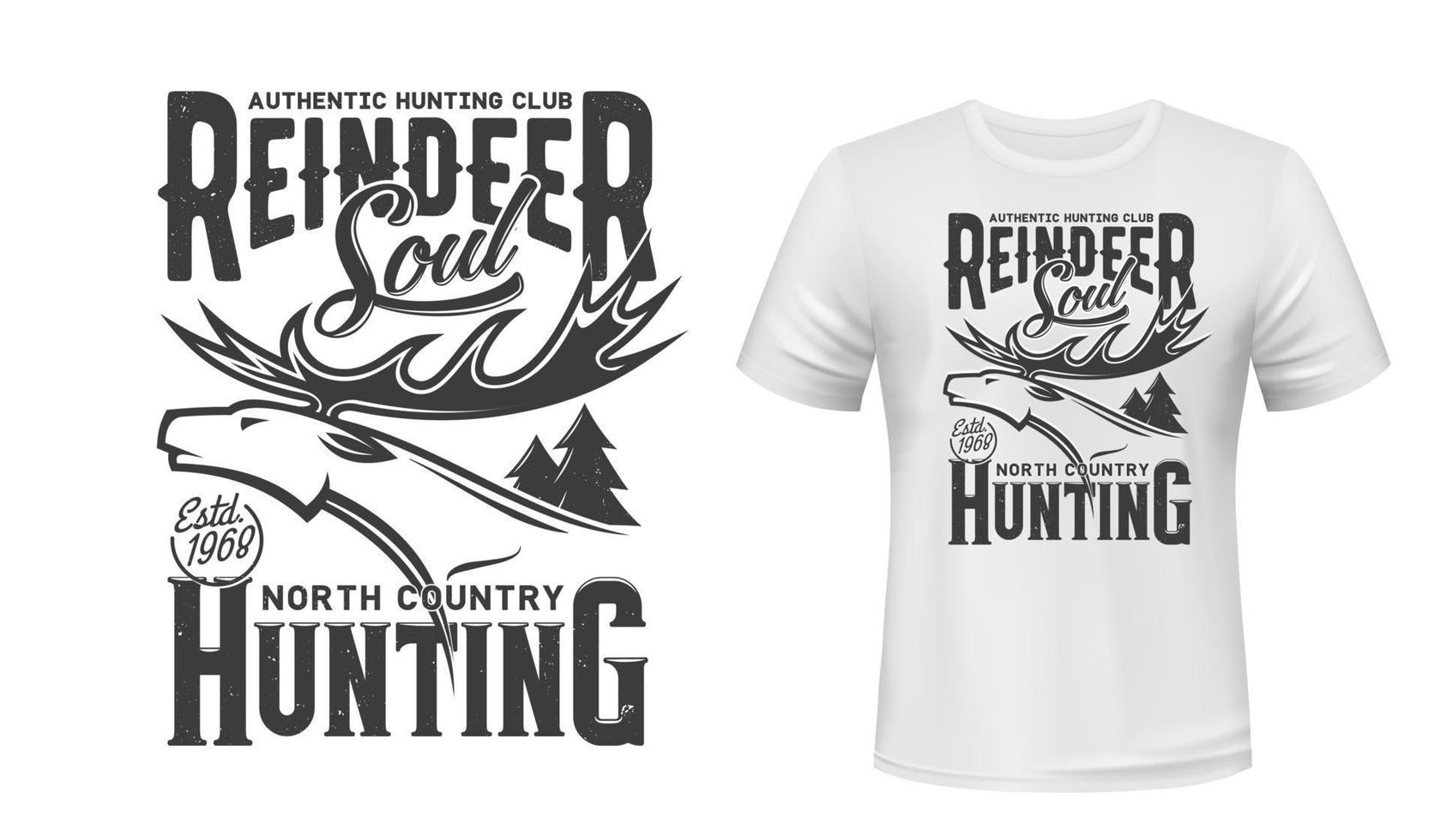 estampado de camiseta del club deportivo de caza con animal de ciervo vector