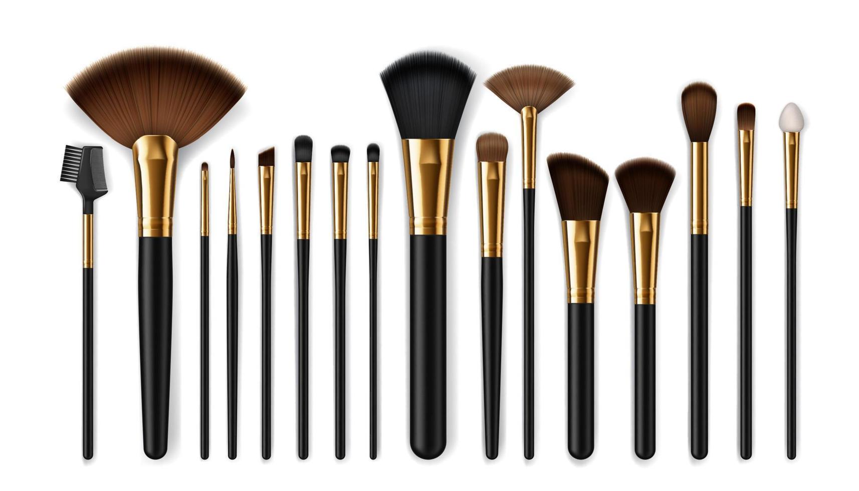 Makeup brushes, eyebrow comb. Make-up artist kit vector