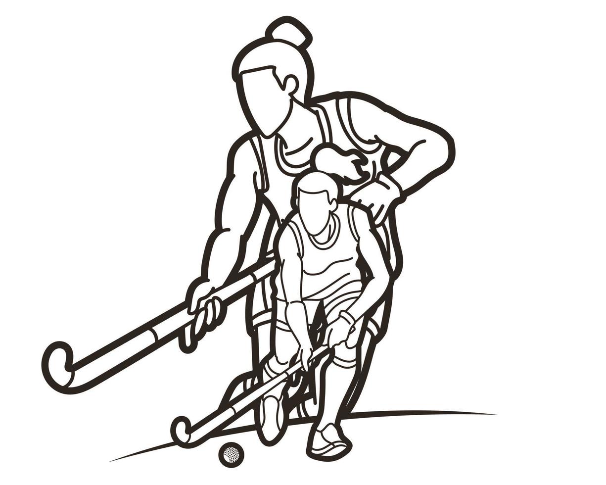 Outline Field Hockey Sport Female Player 20749776 Vector Art at Vecteezy