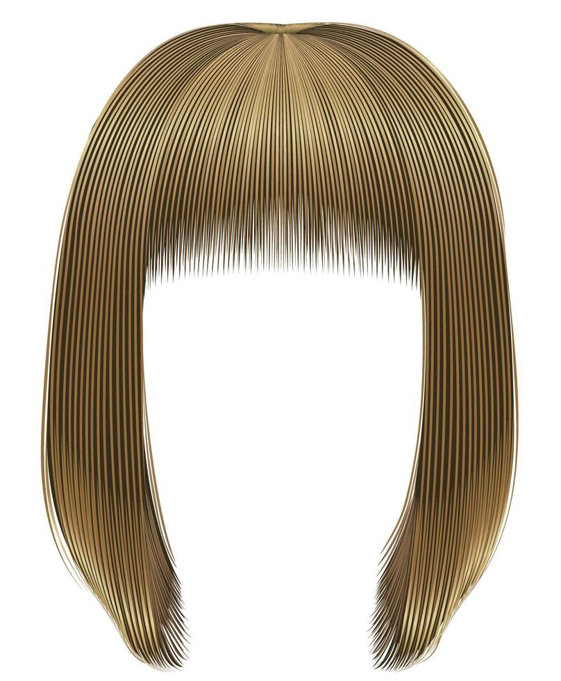 trendy  woman  hairs bob kare with fringe  . light  blond  colors . medium length . beauty style . realistic  3d . vector