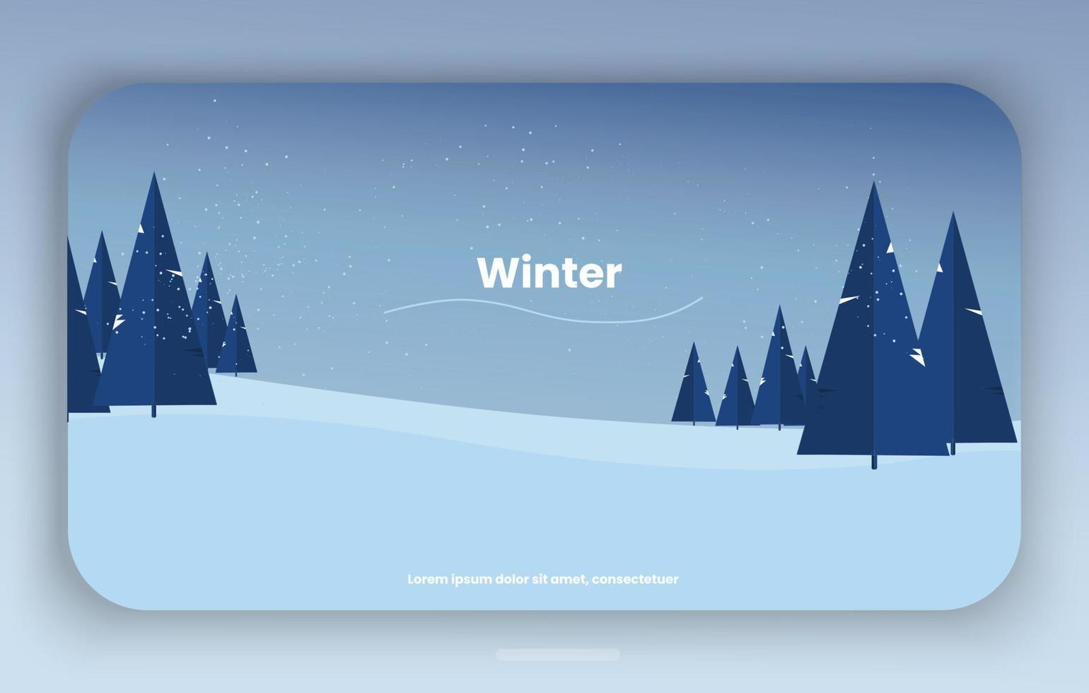 ilustración vectorial de un paisaje de árboles en invierno. vector de paisaje de invierno