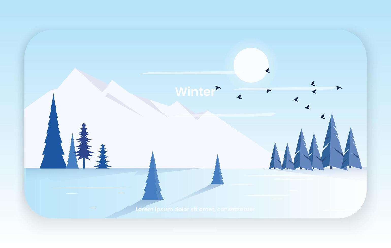 paisaje invernal en la zona de montaña fría. ilustración vectorial del paisaje del día de invierno vector