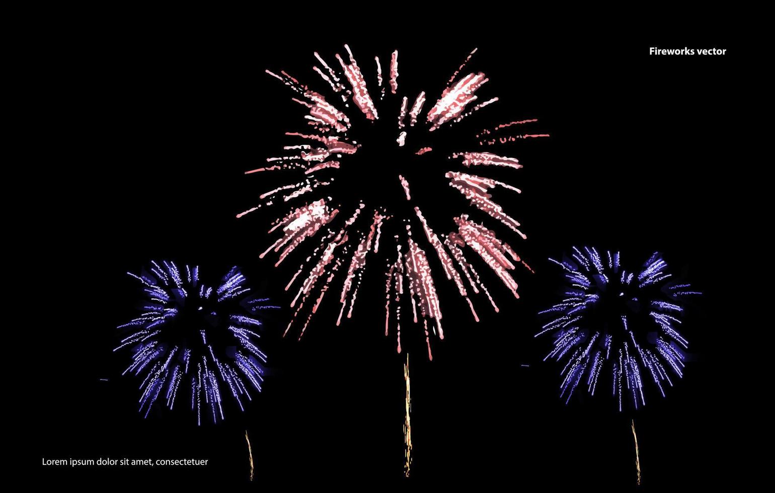 exhibición de fuegos artificiales en el fondo del cielo nocturno. fuegos artificiales Vectores