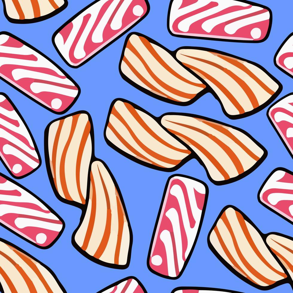 Salmon fillet texture, fish pattern. Vector background with stripes salmon