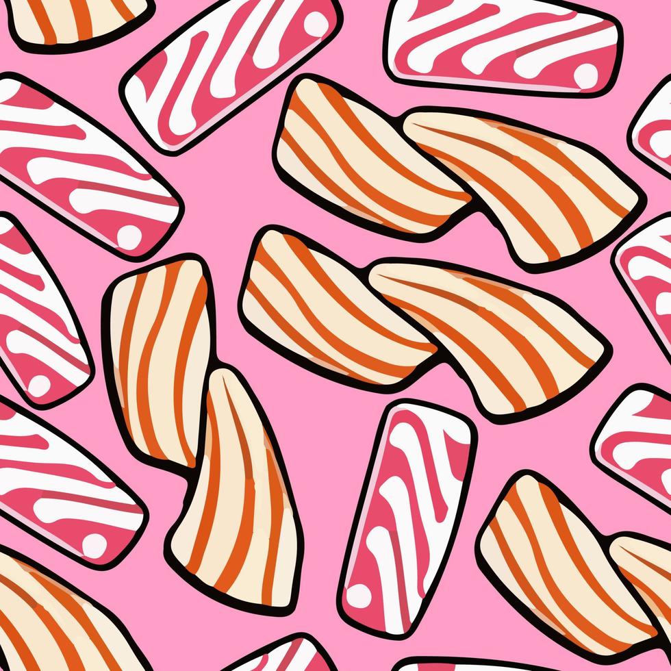 Salmon fillet texture, fish pattern. Vector background with stripes salmon