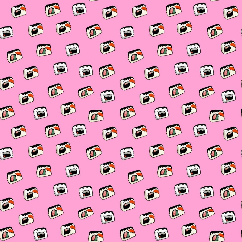 Seamless illustration of sushi vector pattern background