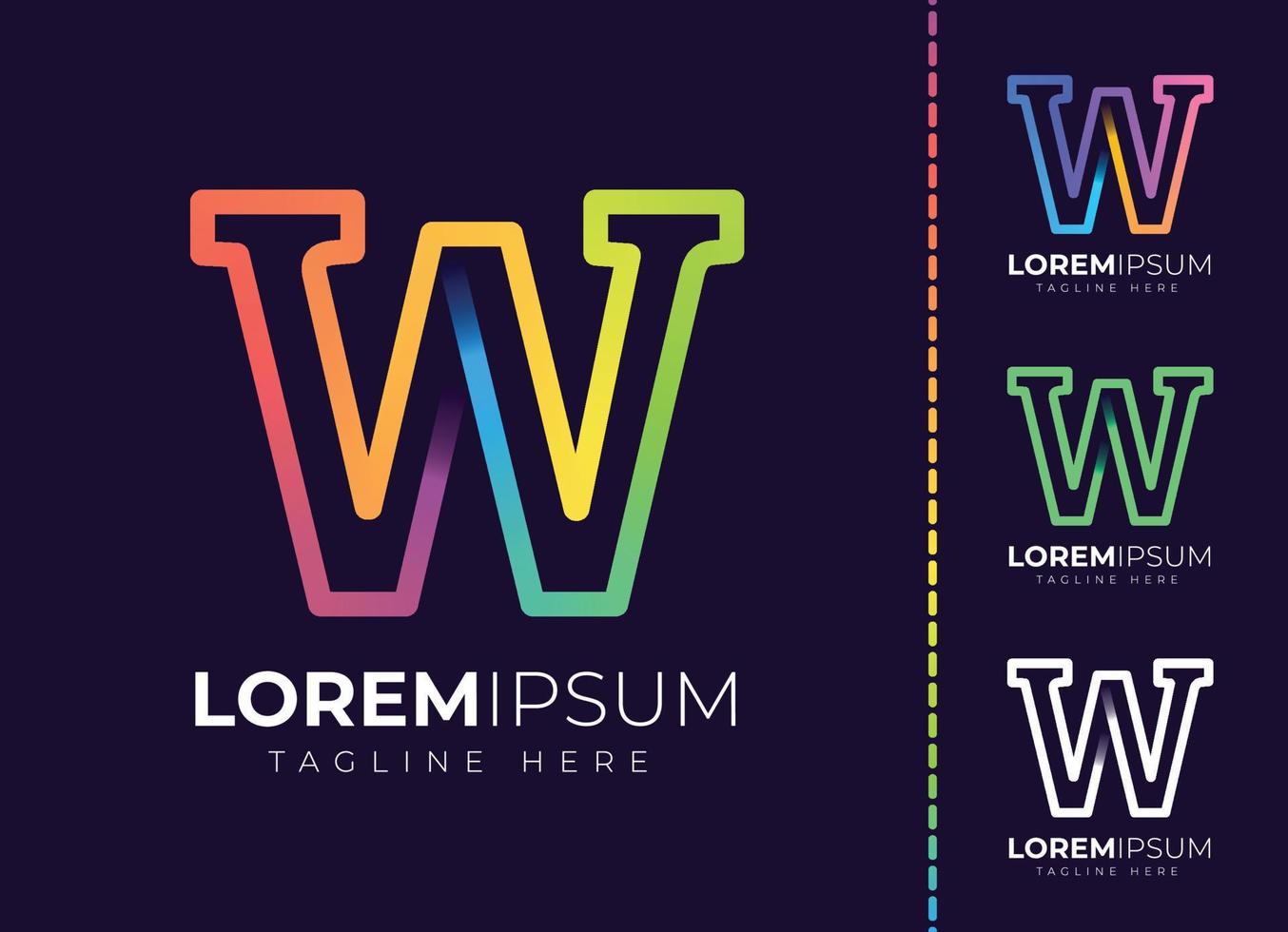 logotipo de degradado colorido inicial de la letra w. diseño moderno del logotipo de la letra w. vector